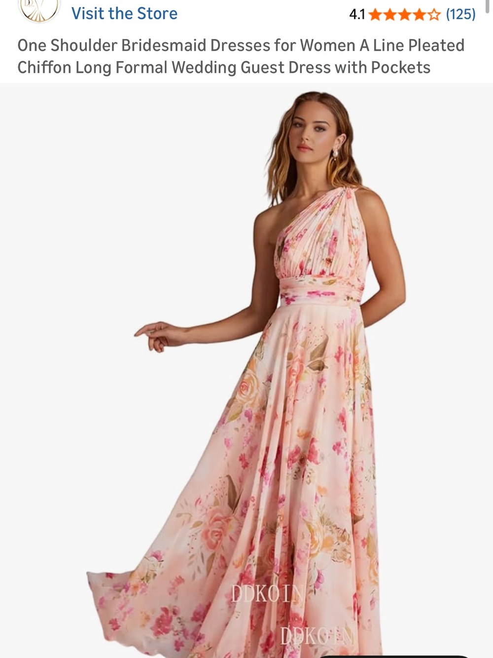 Amazon One-Shoulder Floral Maxi Dress in Blush Pink